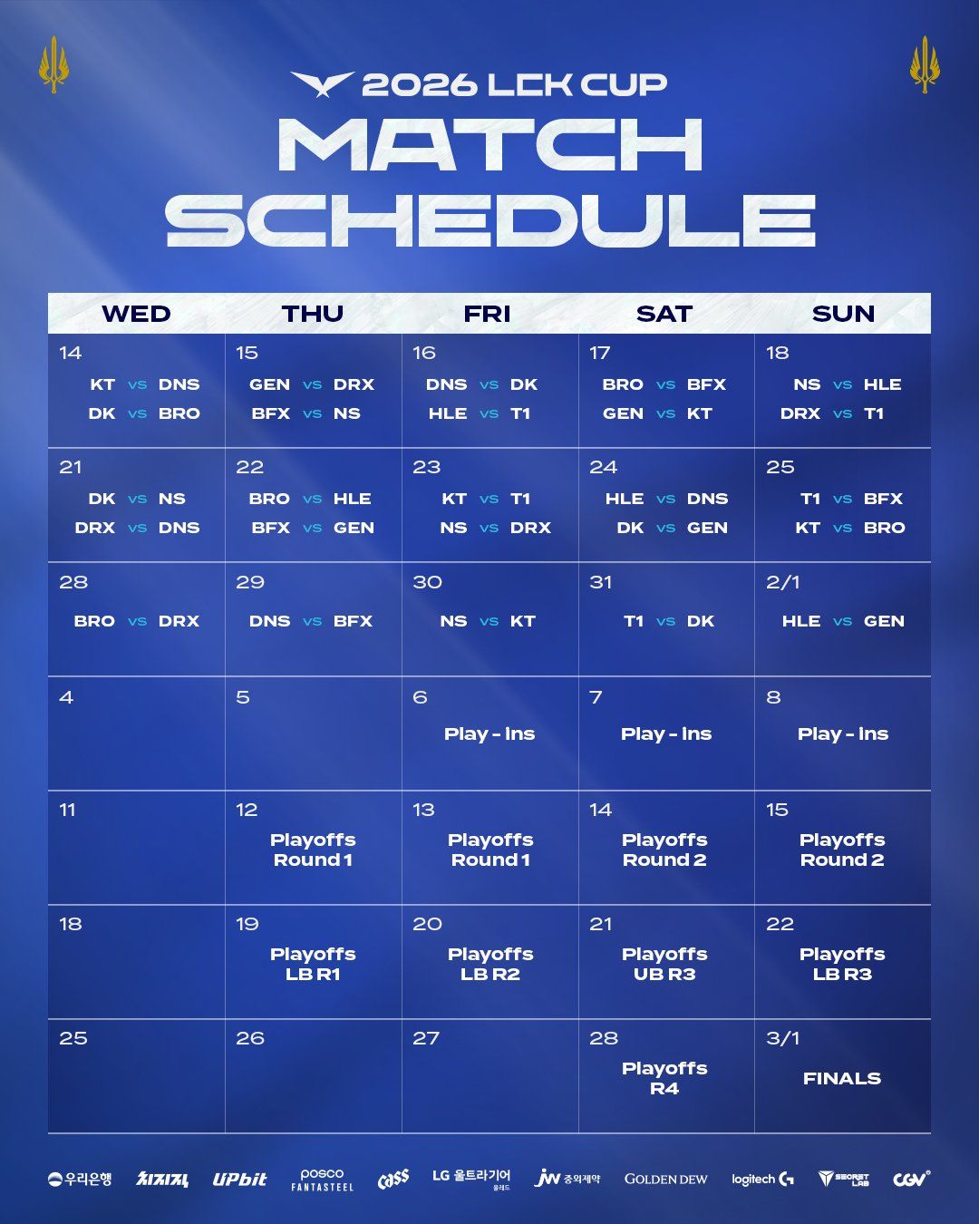 LCK Cup 2026 schedule