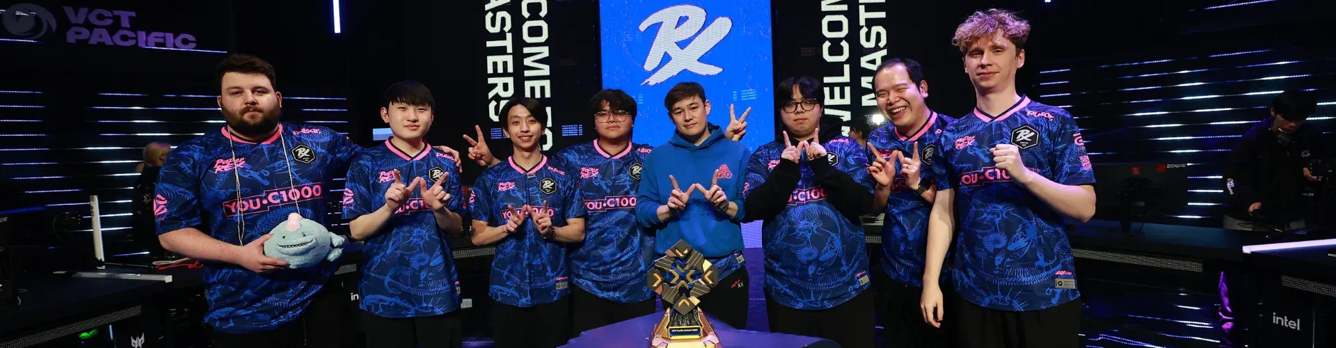 Paper Rex posing with the VCT Pacific 2026 Kickoff trophy (Image Source: Riot Games)